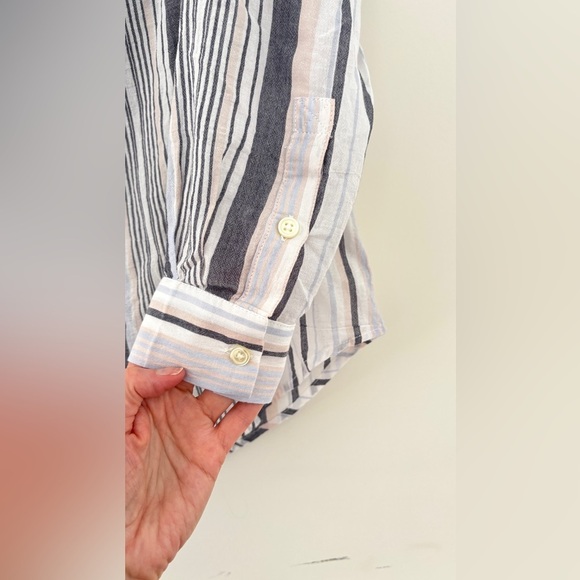 Lord + Taylor‎ Women's Size Small Button Up Stripe Sheer Nautical Coastal Chic - Picture 7 of 11